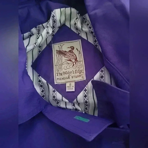 Vintage The Water's Edge Purple Collared Double Breasted Maxi Trench Coat Size 8 - Picture 6 of 7